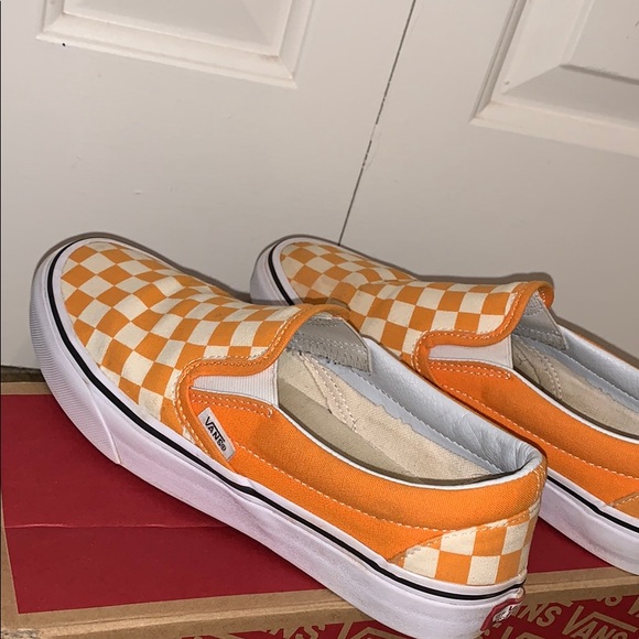 checkered orange vans